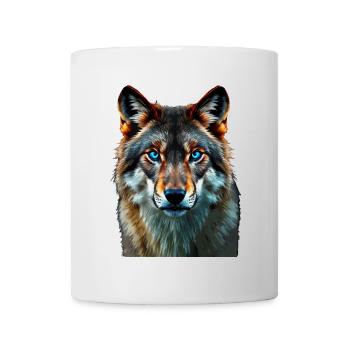 The Sapphire Gaze: Intense Portrait of a Wolf - Mug - white - Front