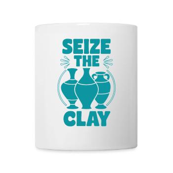 Saisir l’argile poterie amusante jeu de mots pour amateur de céramique - Mug blanc - blanc - Devant