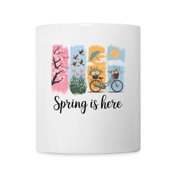 Spring Awakening – Blossoms, Birds & Bicycle - Mug - white - Front