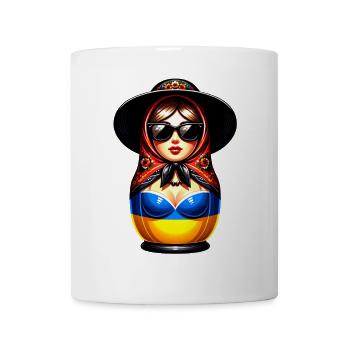 Ukraine Matriochka avec lunettes de soleil pour les Ukrainiens - Mug blanc - blanc - Devant
