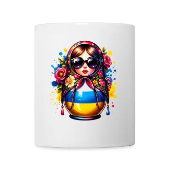Ukraine Matriochka avec lunettes de soleil pour les Ukrainiens - Mug blanc - blanc - Devant