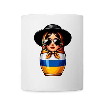 Ukraine Matriochka avec lunettes de soleil pour les Ukrainiens - Mug blanc - blanc - Devant