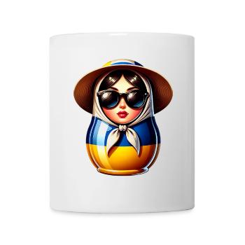 Ukraine Matriochka avec lunettes de soleil pour les Ukrainiens - Mug blanc - blanc - Devant