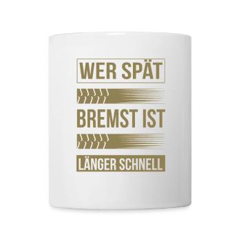 Autoliebhaber Spruch Bremsspur Humor - Tasse - Weiß - Vorne