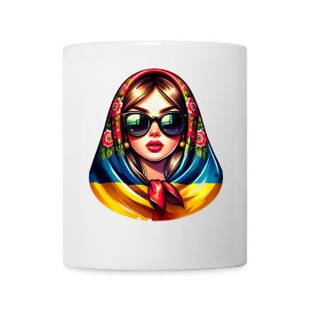Ukraine Matriochka avec lunettes de soleil pour les Ukrainiens - Mug blanc - blanc - Devant