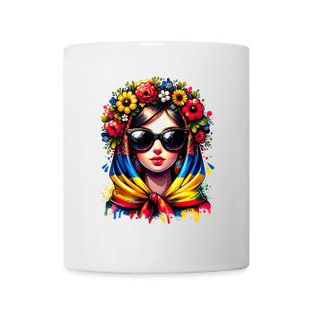 Ukraine Matriochka avec lunettes de soleil pour les Ukrainiens - Mug blanc - blanc - Devant