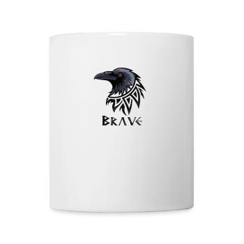 Brave Raven : emblème du courage - Mug blanc - blanc - Devant