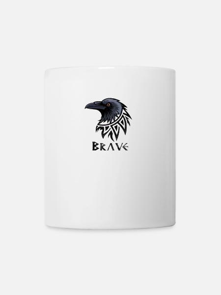 Brave Raven : emblème du courage - Mug blanc - blanc