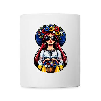 Ukraine Matriochka avec lunettes de soleil pour les Ukrainiens - Mug blanc - blanc - Devant