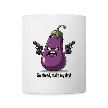 Badass Aubergine – Go Ahead, Make My Day - Mug - white - Front