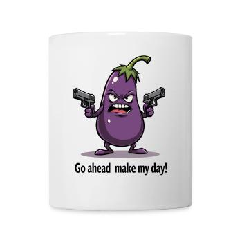 Badass Aubergine – Go Ahead, Make My Day - Mug - white - Front