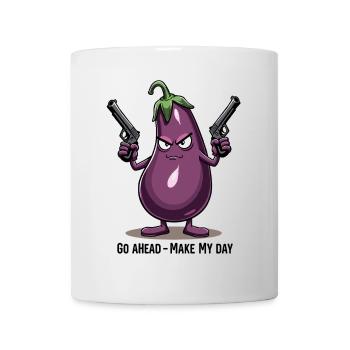 Badass Aubergine – Go Ahead, Make My Day - Mug - white - Front