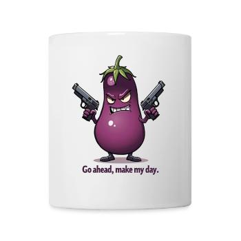 Badass Aubergine – Go Ahead, Make My Day - Mug - white - Front
