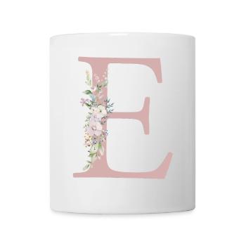 E Monogram, Floral, Customizable - Mug - white - Front