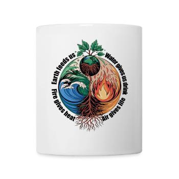 Arbre des Quatre Éléments - Terre, Eau, Feu, Air - Mug blanc - blanc - Devant