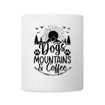 Dogs, Mountains & Coffee - Dog Owner Mountain - Tasse - Weiß - Vorne