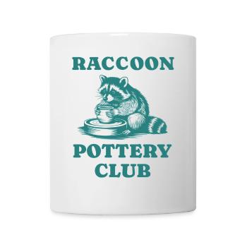 Waschbär Keramik Lustig Retro Vintage Ton Design Ein - Tasse - Weiß - Vorne