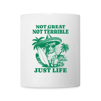 Lustiger Waschbär Spruch – Just Life - Tasse - Weiß - Vorne