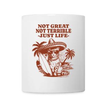 Lustiger Waschbär Spruch – Just Life - Tasse - Weiß - Vorne
