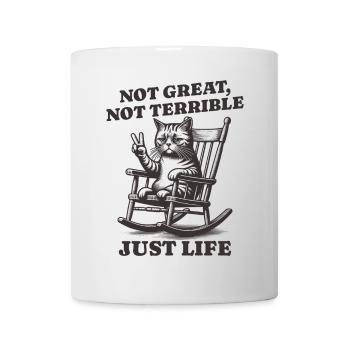 Lustiger Waschbär Spruch – Just Life - Tasse - Weiß - Vorne