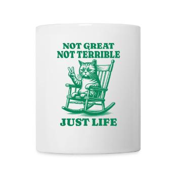 Lustiger Waschbär Spruch – Just Life - Tasse - Weiß - Vorne