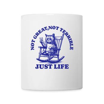 Lustiger Waschbär Spruch – Just Life - Tasse - Weiß - Vorne