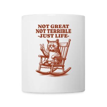 Lustiger Waschbär Spruch – Just Life - Tasse - Weiß - Vorne