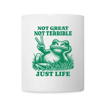 Lustiger Waschbär Spruch – Just Life - Tasse - Weiß - Vorne