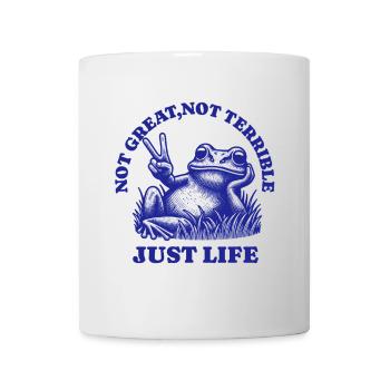Lustiger Waschbär Spruch – Just Life - Tasse - Weiß - Vorne