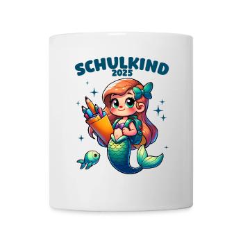 Schulkind 2025 Meerjungfrau Mädchen Einschulung - Tasse - Weiß - Vorne