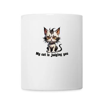 Meine Katze richtet dich: Humorvolles Katzendesign - Tasse - Weiß - Vorne