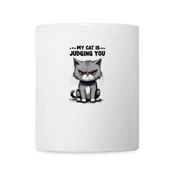 Meine Katze verurteilt dich: Grumpy Tabby - Tasse - Weiß - Vorne