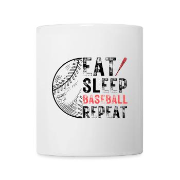 Manger dormir baseball répéter dire - Mug blanc - blanc - Devant