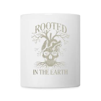 Verwurzelt in der Erde - Totenkopf und Herz Gothic Kunst - Tasse - Weiß - Vorne