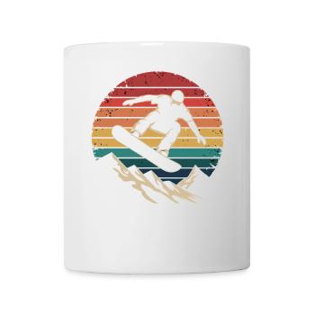 Retro Snowboarding Mountain Sunset Snowboard - Tasse - Weiß - Vorne