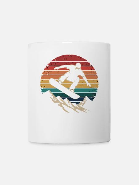 Retro Snowboarding Mountain Sunset Snowboard - Tasse - Weiß