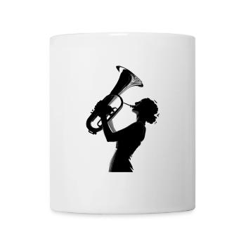 Silhouette élégante d’un joueur de tuba avec tuba - Mug blanc - blanc - Devant