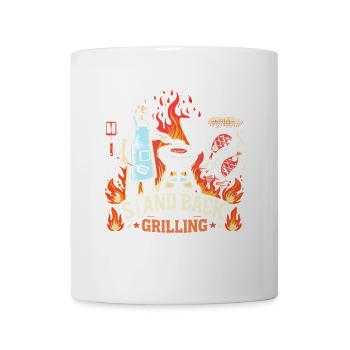 Zurücktreten Papa grillt - Tasse - Weiß - Vorne
