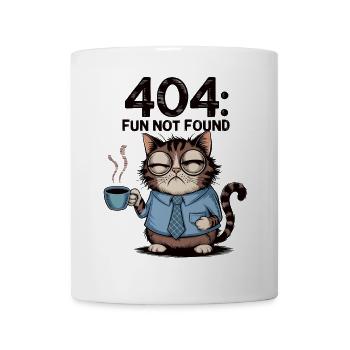 404 Spaß Nicht gefunden - müde Kaffeekatze Arbeit Meme - Tasse - Weiß - Vorne