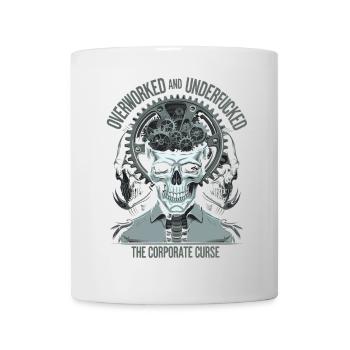 Überlastet und erschöpft - Corporate Curse Skull Art - Tasse - Weiß - Vorne