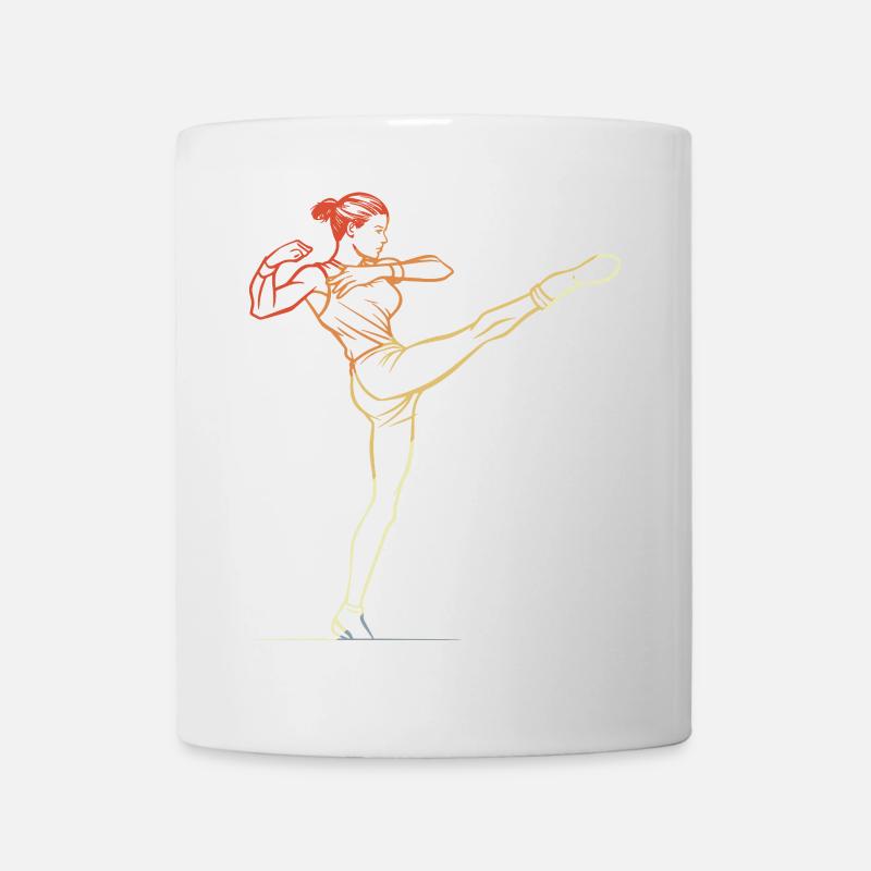 Kickboxen Mädchen Line Art - Tasse - Weiß