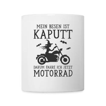 Motorrad Hexe Bikerin Motorradfahrerin Biker Frau - Tasse - Weiß - Vorne
