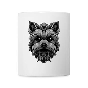 Yorkshire Terrier Hund Portrait - Tasse - Weiß - Vorne