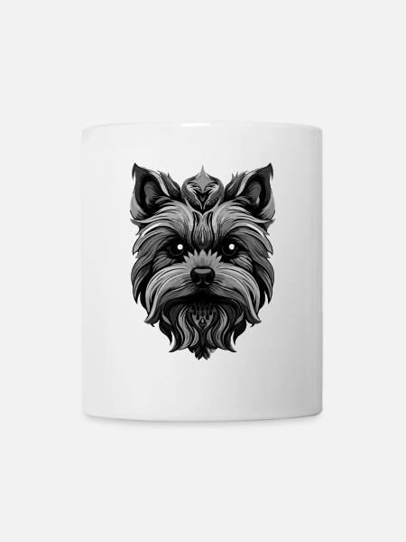 Yorkshire Terrier Hund Portrait - Tasse - Weiß