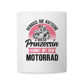 Motorrad Prinzessin Bikerin Motorradfahrerin - Tasse - Weiß - Vorne