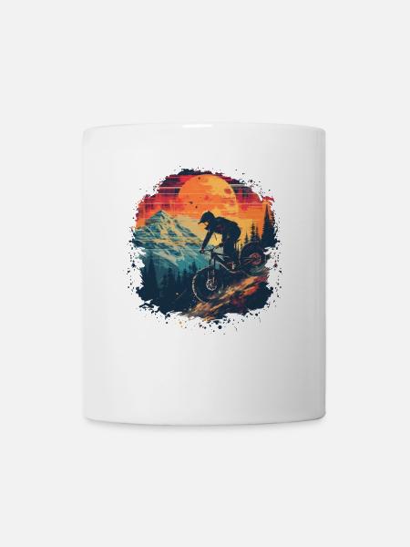 Mountainbiking Synthwave - Tasse - Weiß