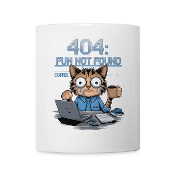 404 Fun Not Found - Drôle de chat café travail Meme - Mug blanc - blanc - Devant