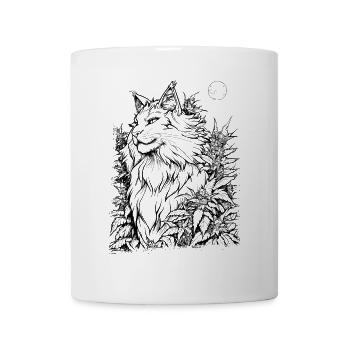 Katze im Mondschein: Mystischer Stubentiger Hanf - Tasse - Weiß - Vorne