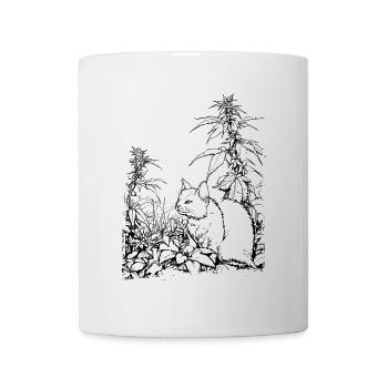 Bengal Cat with Joint – Funny Stoner Weed - Mug - white - Front