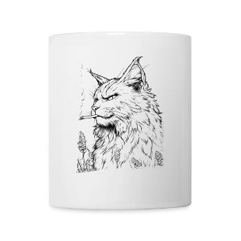 Cat with Joint: Relaxed Weed House Tiger - Mug - white - Front